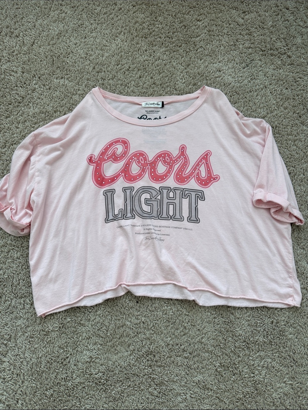 The Laundry Room Pink 'Coors Light' Graphic Crop Top
